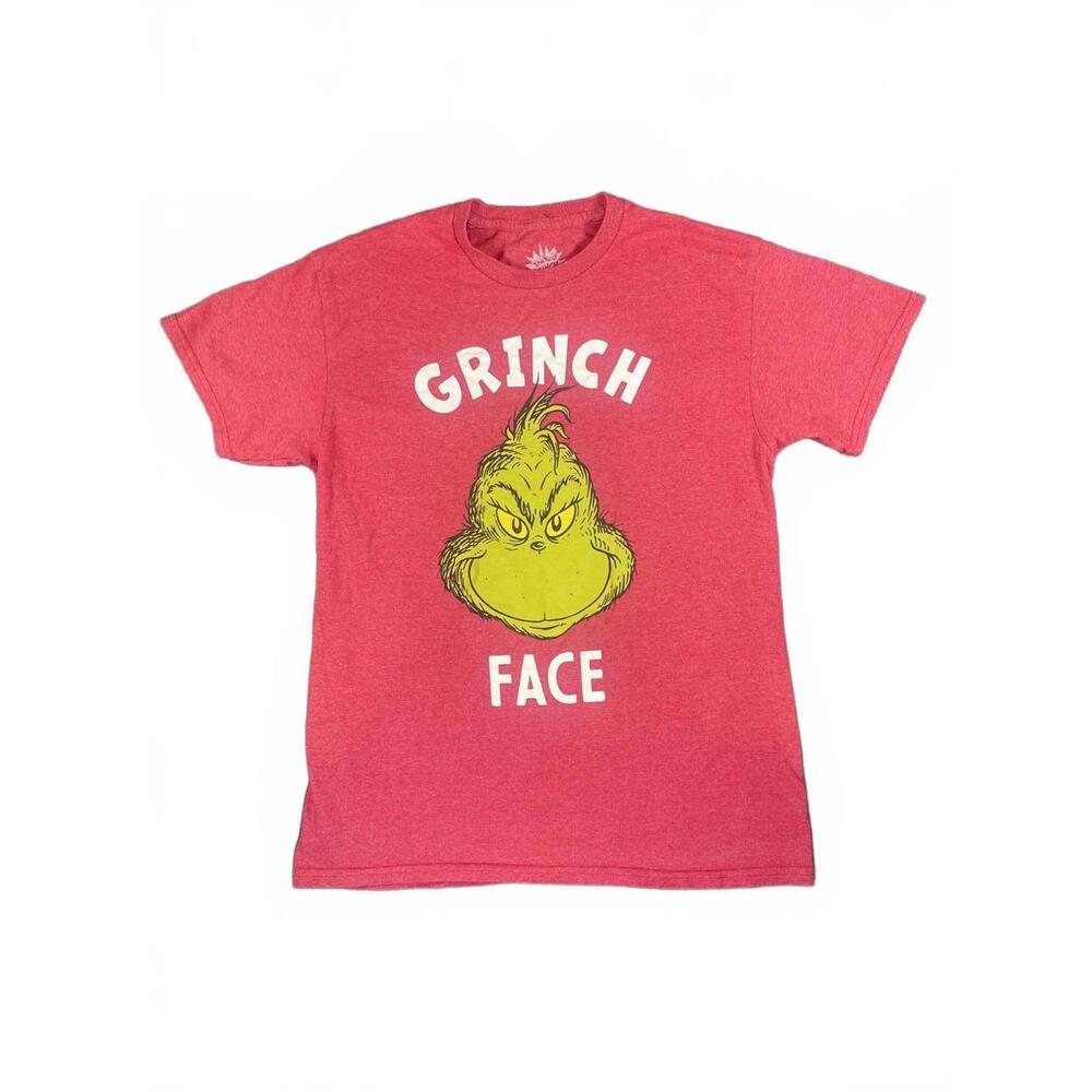 The Grinch Men's Red Grinch Face Graphic Short Sleeve T-Shirt Medium